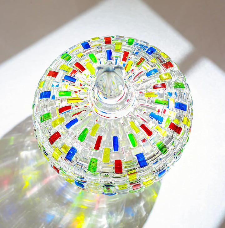 Lisslune | LustreCharm Stained Glass Candy Jar with Lid – Colourful Decorative Storage Pot