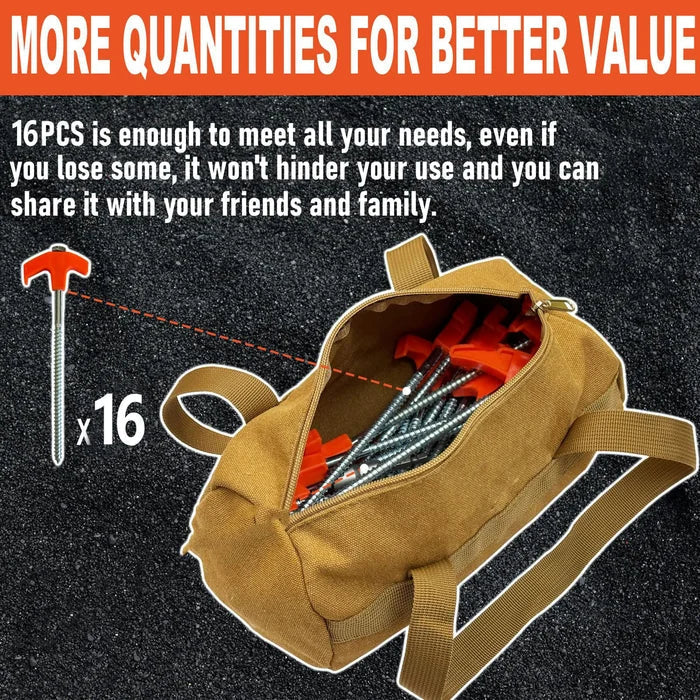 Lisslune | 8" Screw in Tent Stakes - Ground Anchors Screw in