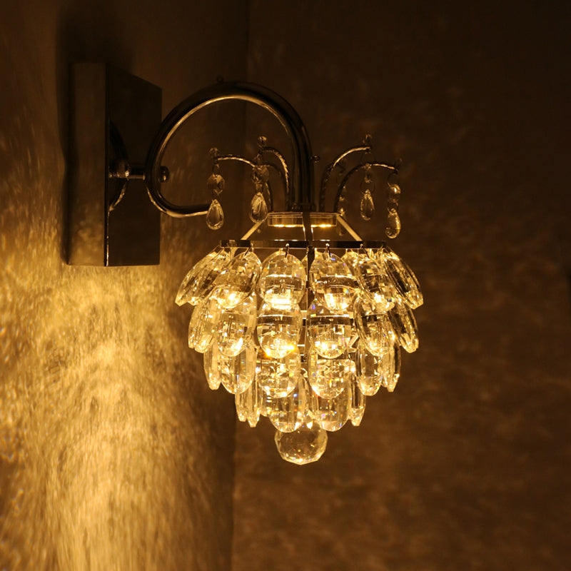 Lisslune | Crystal Artichoke Wall Lamp Modern Style Nightstand LED Wall Light Lamp in Chrome