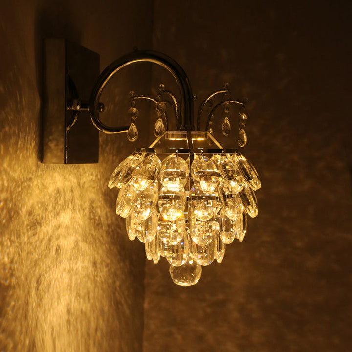 Lisslune | Crystal Artichoke Wall Lamp Modern Style Nightstand LED Wall Light Lamp in Chrome