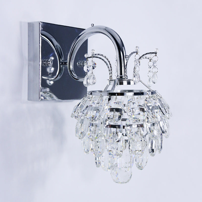 Lisslune | Crystal Artichoke Wall Lamp Modern Style Nightstand LED Wall Light Lamp in Chrome