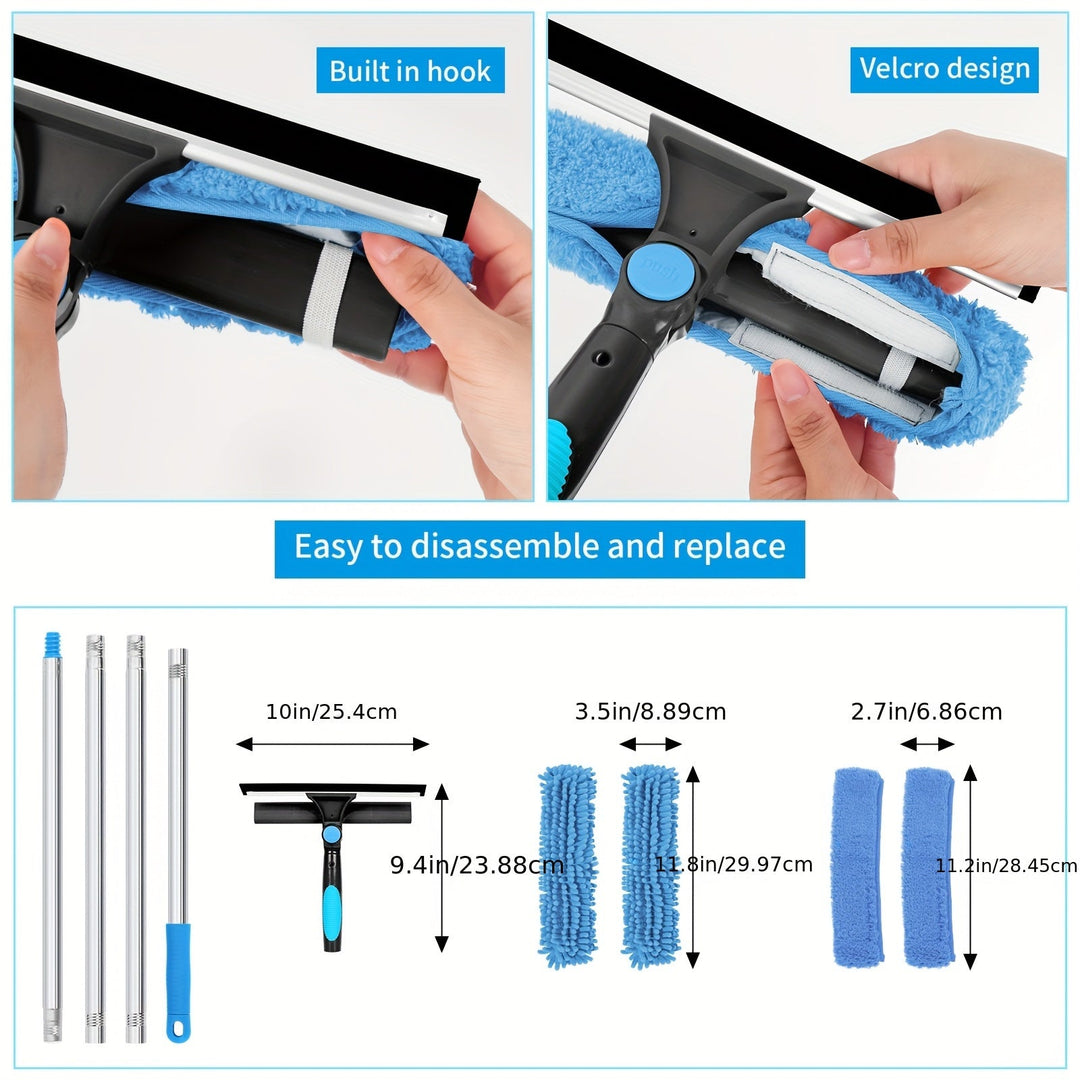 Lisslune | Crystal Clear Window Cleaner – Professional 2-in-1 Telescopic Window and Glass Cleaning System