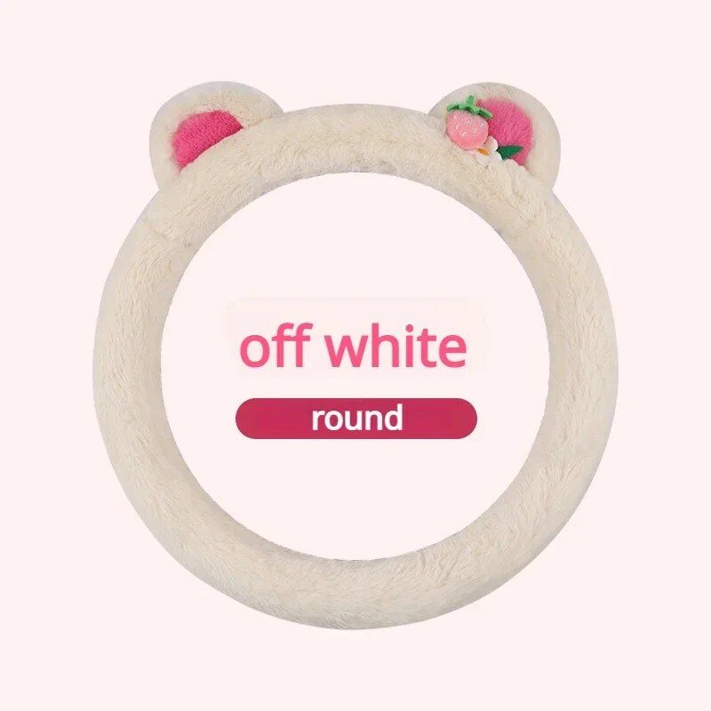 Lisslune | Pink cat ears plush steering wheel cover