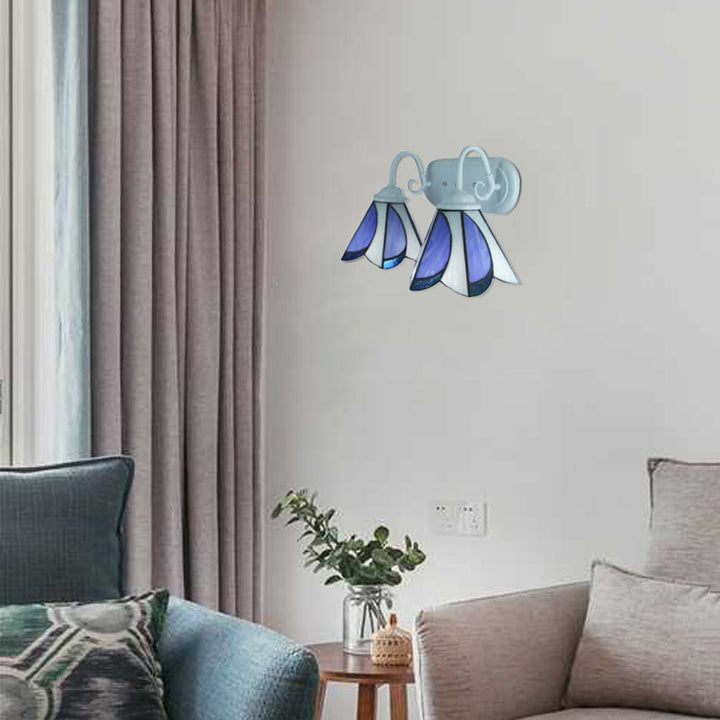 Lisslune | Conical Wall-Mounted Light with Floral Pattern Vintage 2 Light Wall Sconce in White