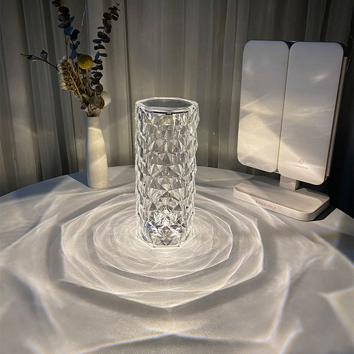 Lisslune | Nordic Crystal Lamp USB Table Lamps Bedroom Touch Dimming Atmosphere Diamond Night Light Rose Projector Lamp Decor