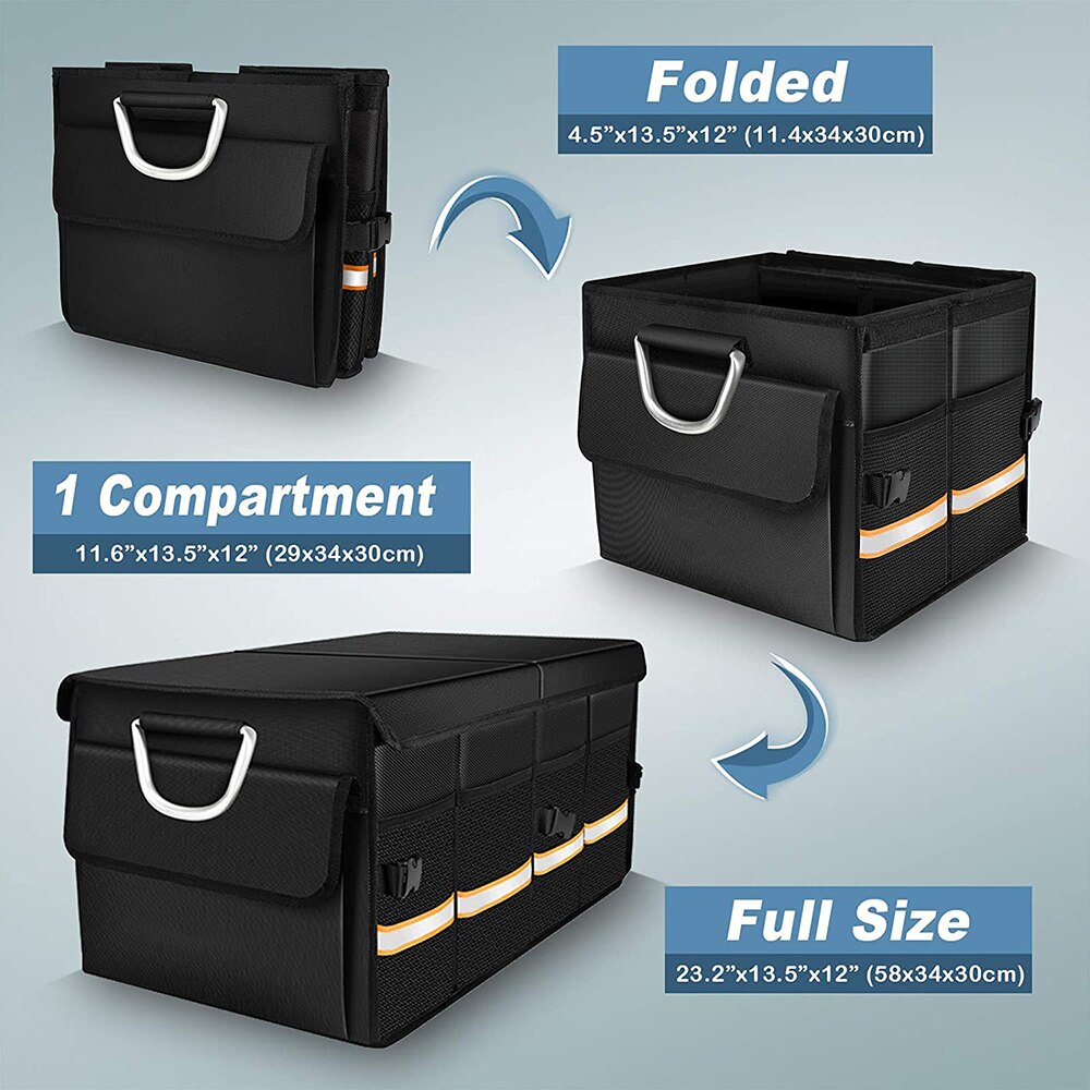Lisslune | Car Trunk Organizer Foldable Cover Durable Sturdy Thickened Plate Collapsible Trunk Storage Box