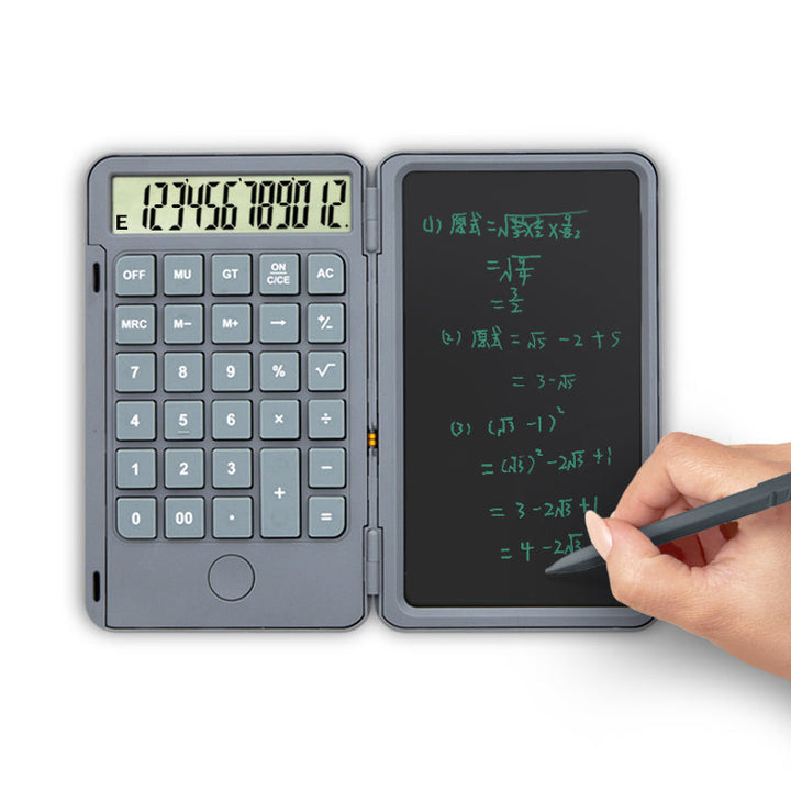 Lisslune | 2-in-1 Portable Foldable 10-Digit LCD Display Calculator with 6-Inch Erasable Writing Tablet