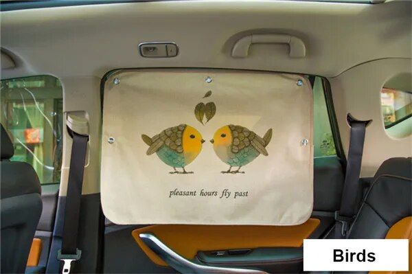 Lisslune | Cute cartoon linen car sunshade curtain for windshield and side windows - 70cm x 50cm