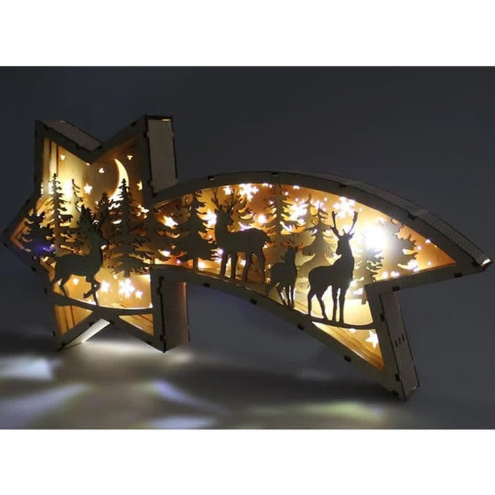 Lisslune | LED Wooden Christmas Ornaments Nativity Scene Star Shaped Desk Lamp