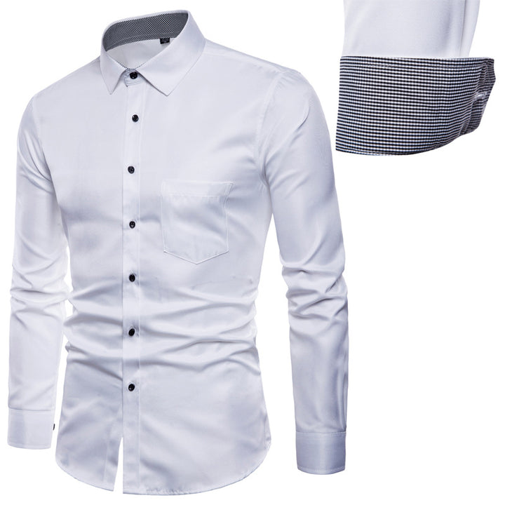 Men's long-sleeve shirt made of high-quality satin with modern slim fit Lisslune