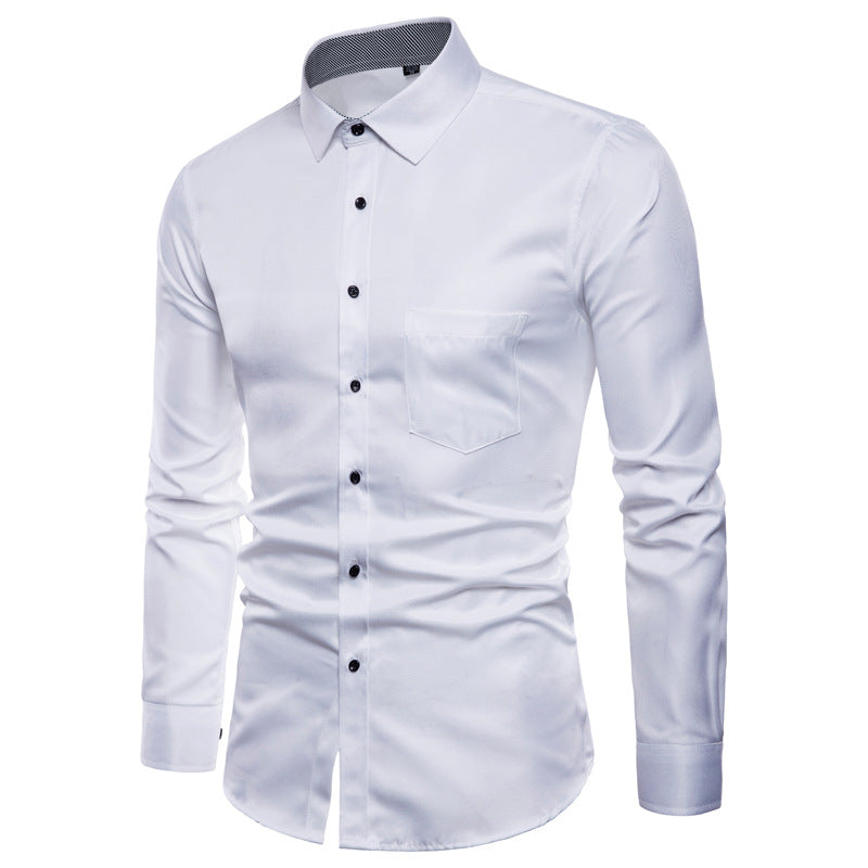 Men's long-sleeve shirt made of high-quality satin with modern slim fit Lisslune