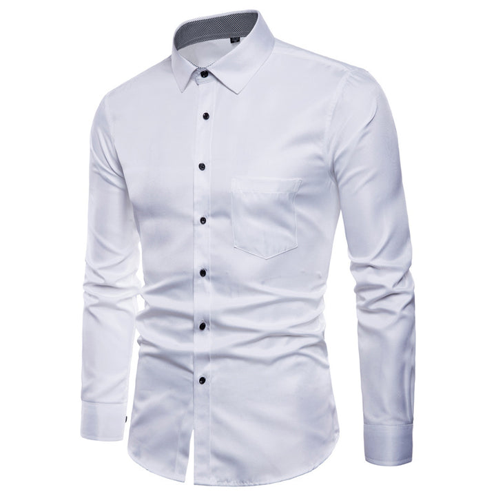 Men's long-sleeve shirt made of high-quality satin with modern slim fit Lisslune