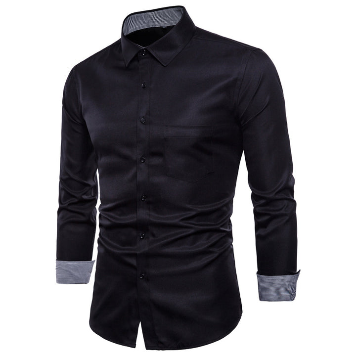 Men's long-sleeve shirt made of high-quality satin with modern slim fit Lisslune