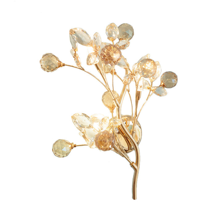 Lisslune | Faceted Crystal Gold Wall Light Branch 3 Heads Modernism Wall Lighting Fixture