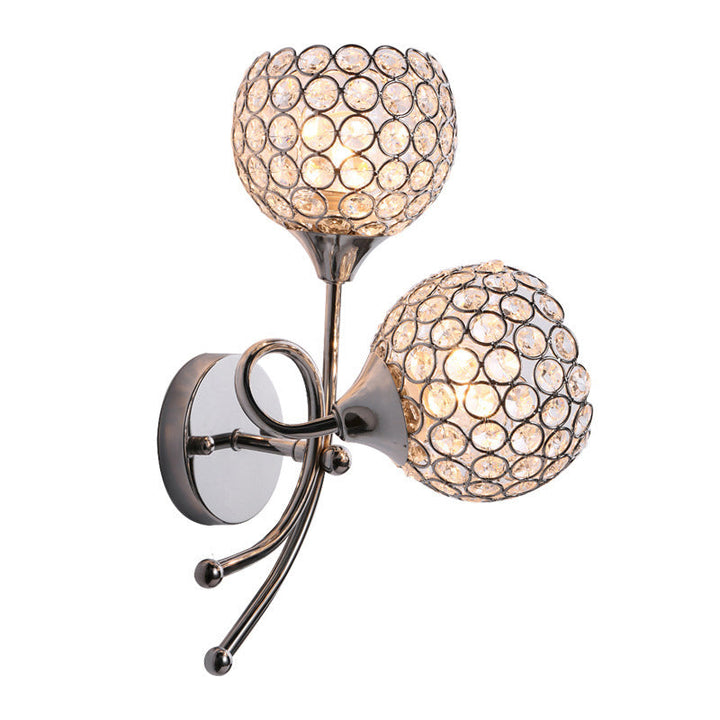Lisslune | Modern Dome Wall Light 2 Heads Embedded Crystal Wall Mounted Lighting in Silver
