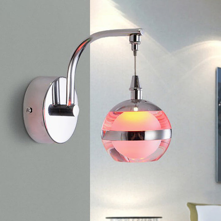 Lisslune | Simple Globe Wall Sconce Light LED Metal Wall Lighting Fixture in Chrome with Acrylic Shade