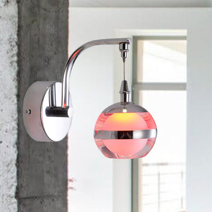 Lisslune | Simple Globe Wall Sconce Light LED Metal Wall Lighting Fixture in Chrome with Acrylic Shade
