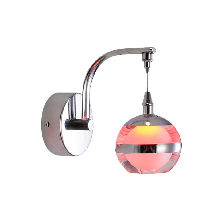 Lisslune | Simple Globe Wall Sconce Light LED Metal Wall Lighting Fixture in Chrome with Acrylic Shade