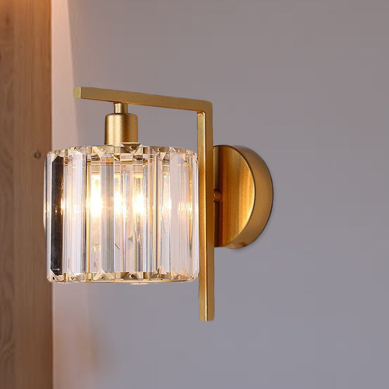 Skørter | Modern Column Wall Lamp 1-Bulb Clear Crystal Wall Lighting in Gold for the Bedroom