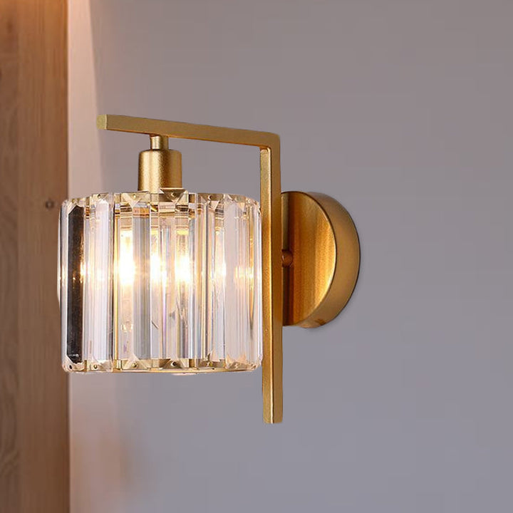 Skørter | Modern Column Wall Lamp 1-Bulb Clear Crystal Wall Lighting in Gold for the Bedroom