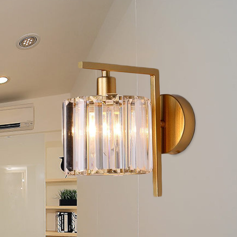 Skørter | Modern Column Wall Lamp 1-Bulb Clear Crystal Wall Lighting in Gold for the Bedroom