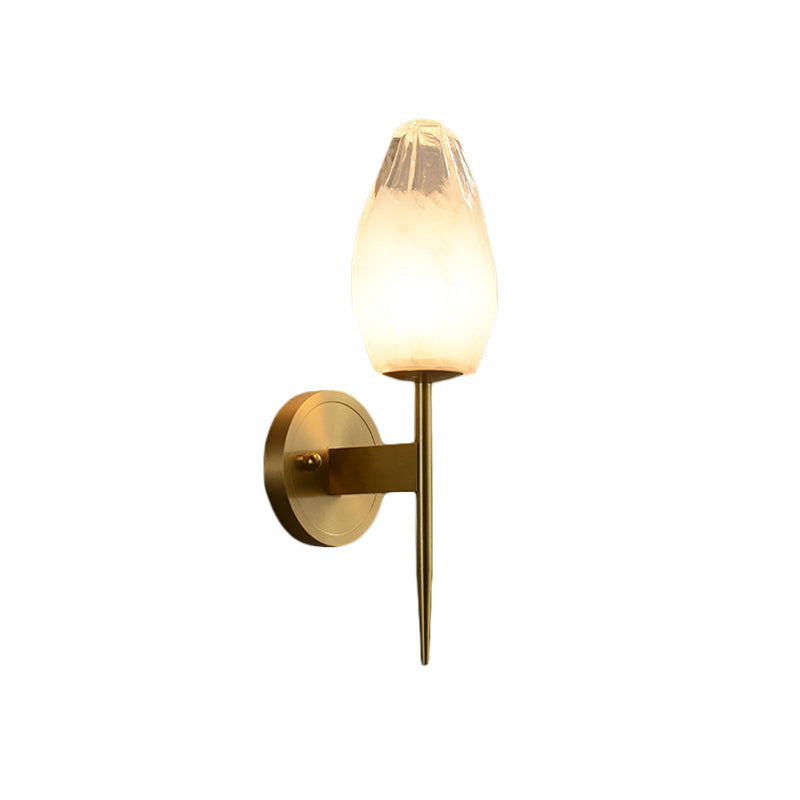 Lisslune | Diamond LED Wall Light Post-Modern Clear Glass 1-Head Brass Wall Light for Nightstand