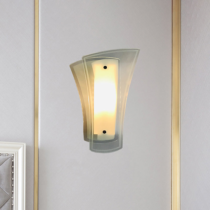 Lisslune | Geometric Living Room Wall Light Lamp Clear Glass 1 Light Modern Wall Mount Light