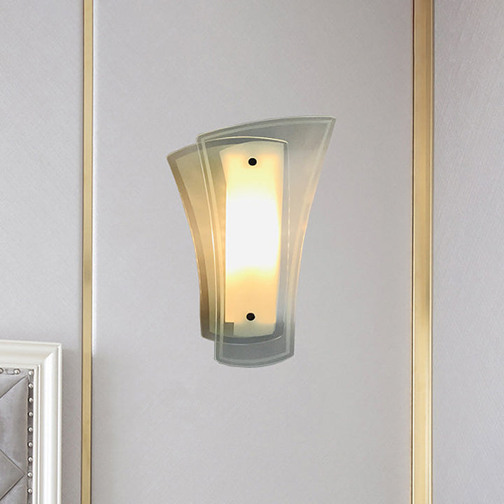 Lisslune | Geometric Living Room Wall Light Lamp Clear Glass 1 Light Modern Wall Mount Light