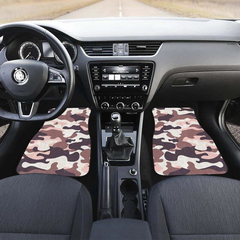 Lisslune | Chic Pink & Brown Camo Car Mats