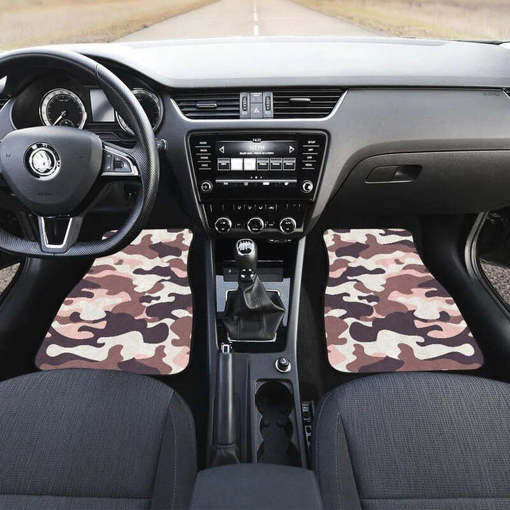 Lisslune | Chic Pink & Brown Camo Car Mats