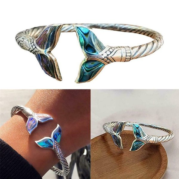 Lisslune | Abalone Shell Mermaid Tail SS Bangle Bracelet