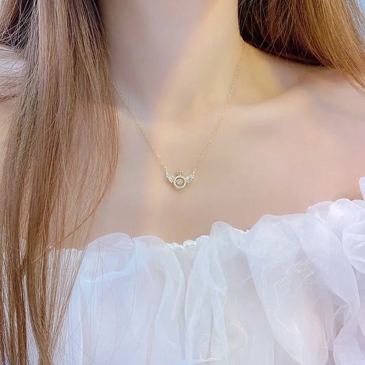 Lisslune | Angel Wings Necklace – Titanium Steel Pendant with Strass
