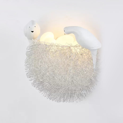 Skørter | Balcony Toddler Nest Wall Lamp with Bird Decoration Resin Sweet White Wall Light