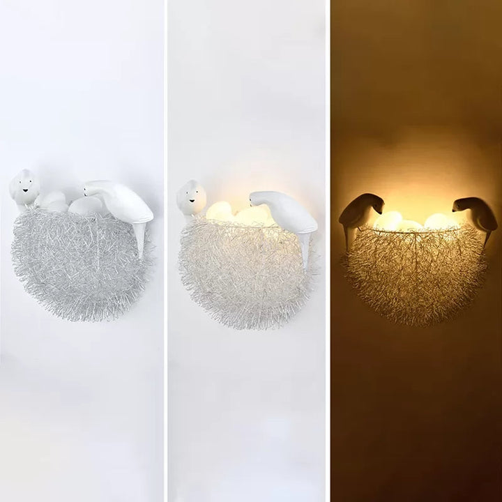 Skørter | Balcony Toddler Nest Wall Lamp with Bird Decoration Resin Sweet White Wall Light