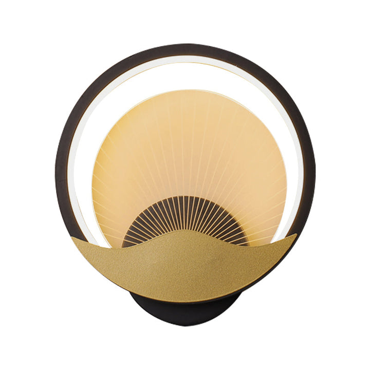 Lisslune | Ring Nightstand Wall Light Metal LED Modern Wall Light Fixture with Panel from Acrylic Shade in Black-Gold/White-Gold, White/Warm Light