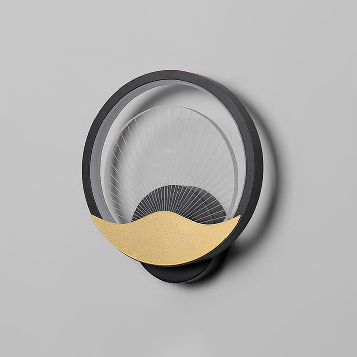 Lisslune | Ring Nightstand Wall Light Metal LED Modern Wall Light Fixture with Panel from Acrylic Shade in Black-Gold/White-Gold, White/Warm Light