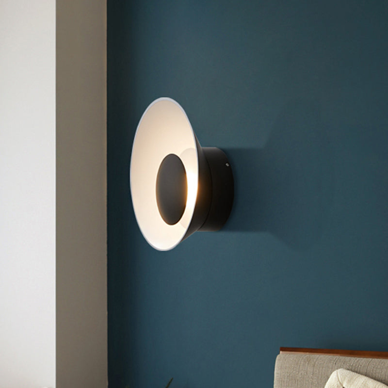 Lisslune | White/Black/Pink Finish Bowl Shape Wall Lamp Minimalism LED Aluminium Wall Light for Living Room
