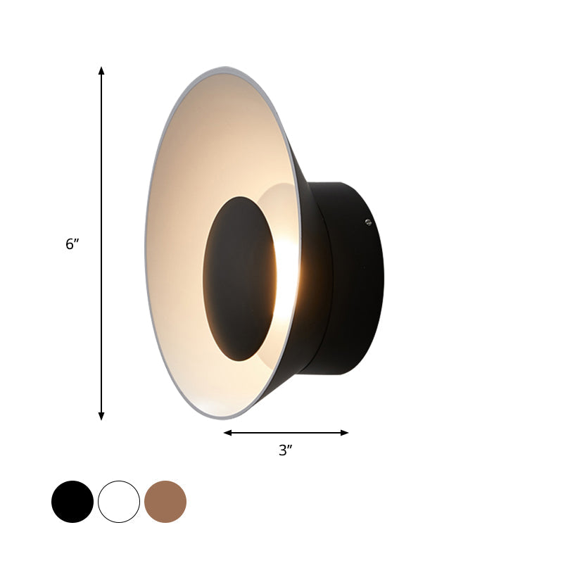 Lisslune | White/Black/Pink Finish Bowl Shape Wall Lamp Minimalism LED Aluminium Wall Light for Living Room