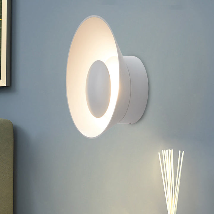 Lisslune | White/Black/Pink Finish Bowl Shape Wall Lamp Minimalism LED Aluminium Wall Light for Living Room
