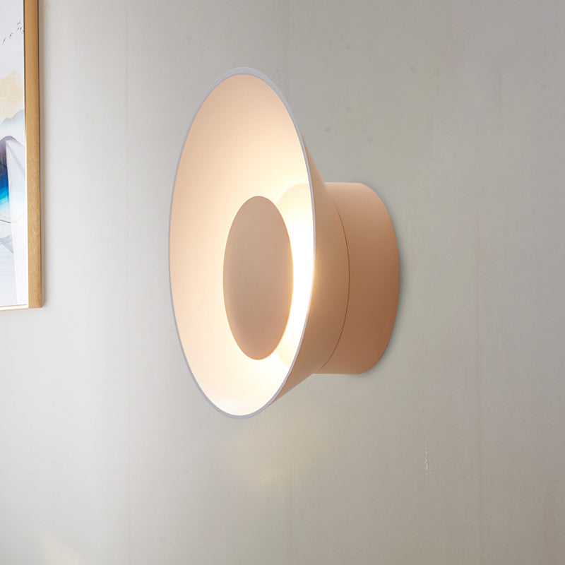 Lisslune | White/Black/Pink Finish Bowl Shape Wall Lamp Minimalism LED Aluminium Wall Light for Living Room