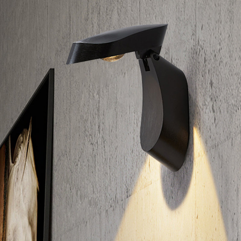 Lisslune | Rotatable oval surface wall lamp Modern metal LED bedside wall lamp in white/black/gold finish