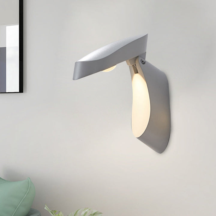 Lisslune | Rotatable oval surface wall lamp Modern metal LED bedside wall lamp in white/black/gold finish