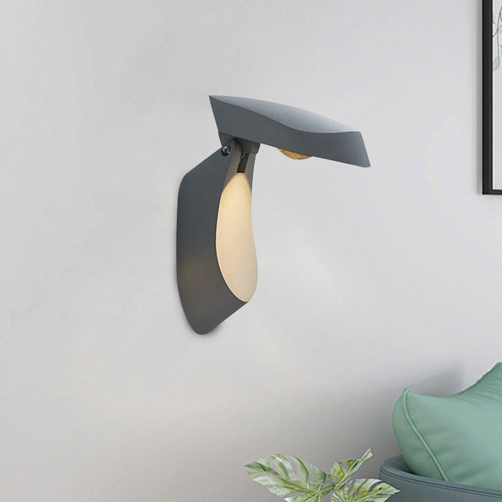 Lisslune | Rotatable oval surface wall lamp Modern metal LED bedside wall lamp in white/black/gold finish