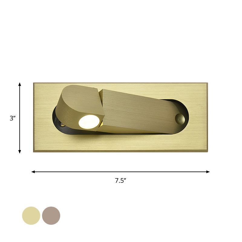 Lisslune | Modernist Rectangle Wall Lamp Wall Light with Embedded Design Aluminum LED Bedroom Rotatable Wall Lamp in Bronze/Coffee, Natural/Warm Light