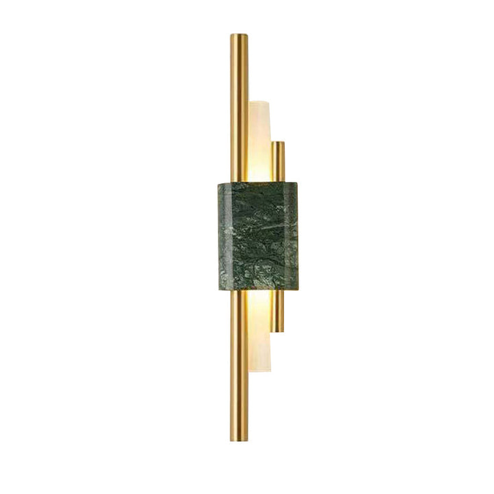 Lisslune | Marble Rectangle Wall Lighting Idea Post Modern LED White/Green Wall Mounted Lamp with Sleek Tube Details in White/Warm Light
