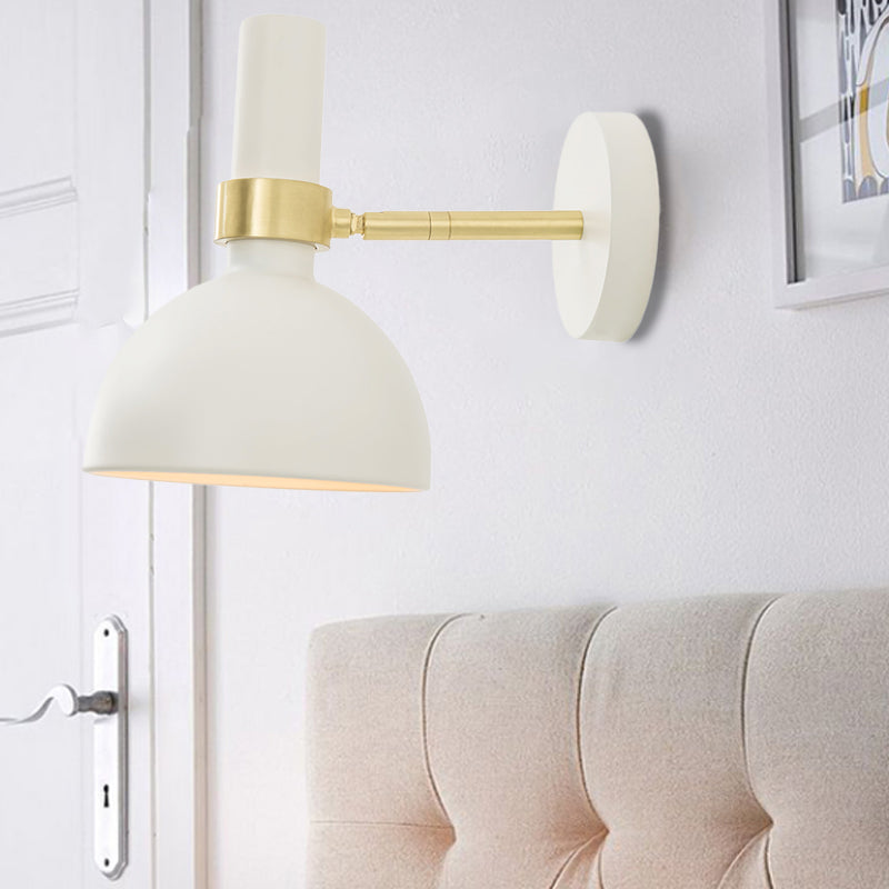 Lisslune | Rotatable White/Black Finish Wall Light Modern 1 Light Iron Wall Mounted Lamp for Nightstand