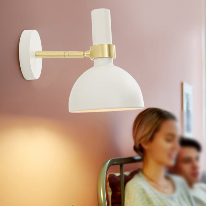 Lisslune | Rotatable White/Black Finish Wall Light Modern 1 Light Iron Wall Mounted Lamp for Nightstand