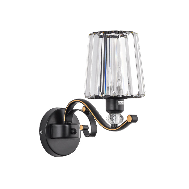 Lisslune | 1/2-Pear Tapered Wall Light Modern Black Crystal Block Wall Light for the Living Room