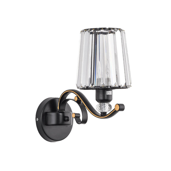 Lisslune | 1/2-Pear Tapered Wall Light Modern Black Crystal Block Wall Light for the Living Room