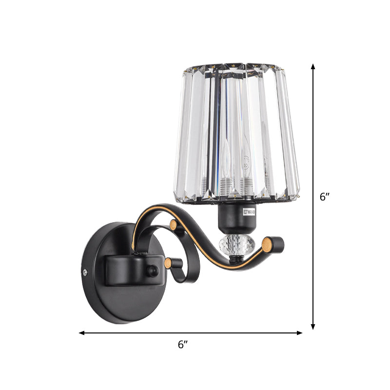 Lisslune | 1/2-Pear Tapered Wall Light Modern Black Crystal Block Wall Light for the Living Room